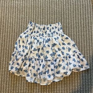 Altar'd State Cream Bubble Mini Skirt with Smocked Tiered Design